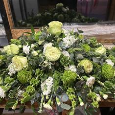 Green and White  Coffin Spray